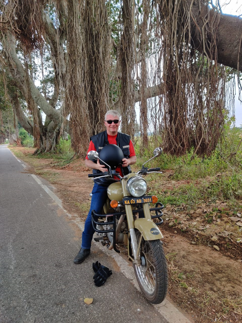 Didier Bassleer during a motorbike ride in India